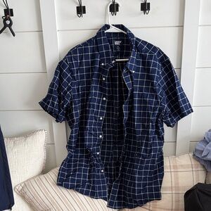 Lands' End Navy Blue Grid Men's Shirt